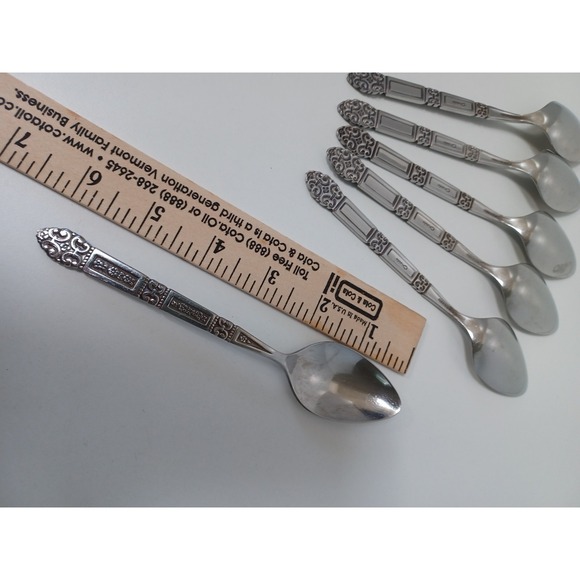 Oneida Silver Coronation - Black Accent 6 1/8 Inch Stainless Teaspoon VTG Lot 6 - Picture 6 of 6
